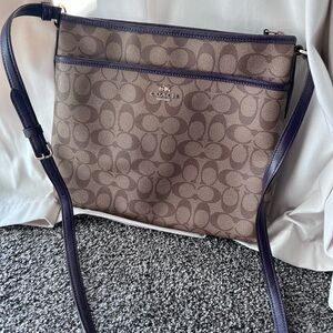 Coach Tan and Purple Crossbody Bag